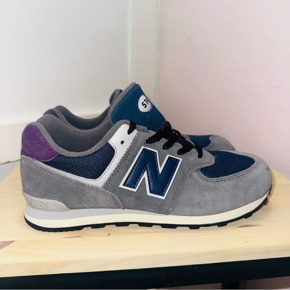 New Balance Kids' Grey and Navy Sneakers - Picture 1 of 8